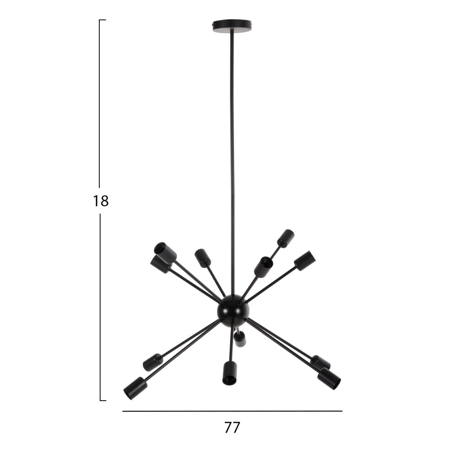Ceiling Pendant Multilight Hm4173 Black Metal Φ85x115h Cm.