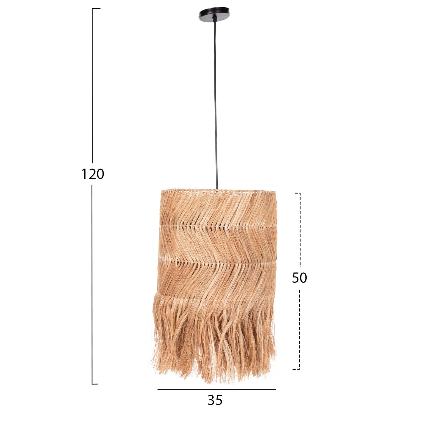 Ceiling Pendant Cylindrical Made Of Abaca In Natural Color 35x35x50hcm.hm7756