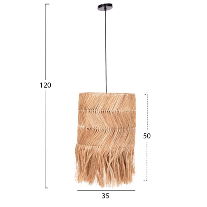 Ceiling Pendant Cylindrical Made Of Abaca In Natural Color 35x35x50hcm.hm7756