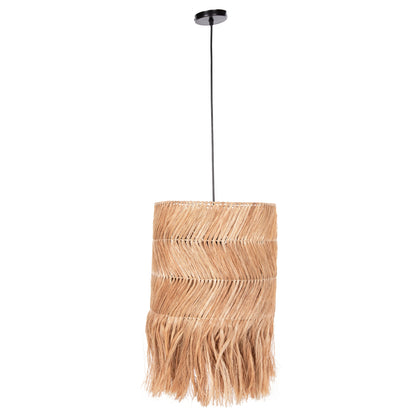 Ceiling Pendant Cylindrical Made Of Abaca In Natural Color 35x35x50hcm.hm7756