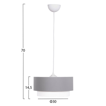 Ceiling Pendant Cylindrical Lamp Kriks Hm4706.01 Pvc In White-grey Φ30x70hcm.
