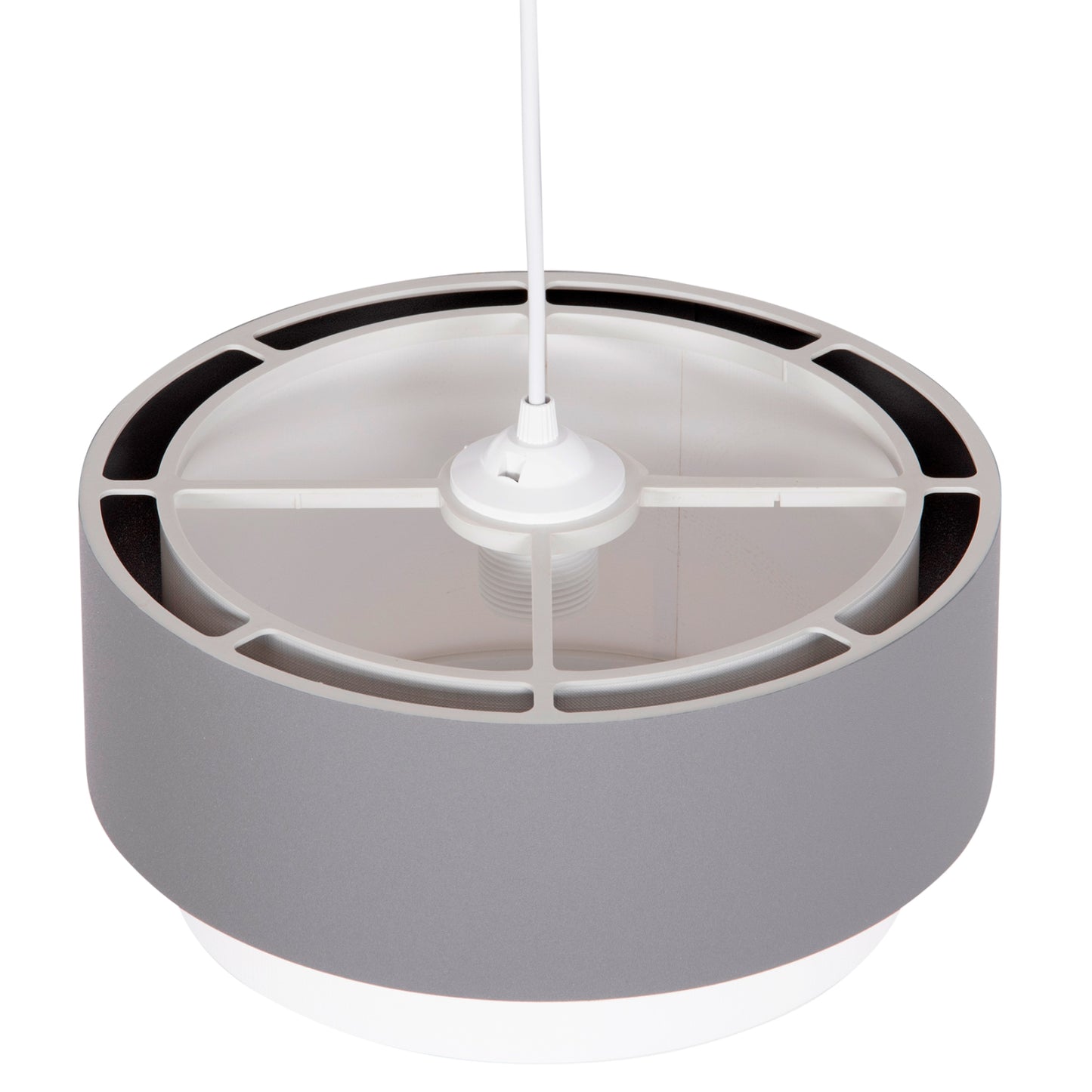 Ceiling Pendant Cylindrical Lamp Kriks Hm4706.01 Pvc In White-grey Φ30x70hcm.