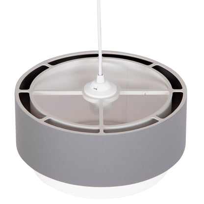 Ceiling Pendant Cylindrical Lamp Kriks Hm4706.01 Pvc In White-grey Φ30x70hcm.