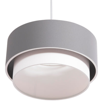Ceiling Pendant Cylindrical Lamp Kriks Hm4706.01 Pvc In White-grey Φ30x70hcm.