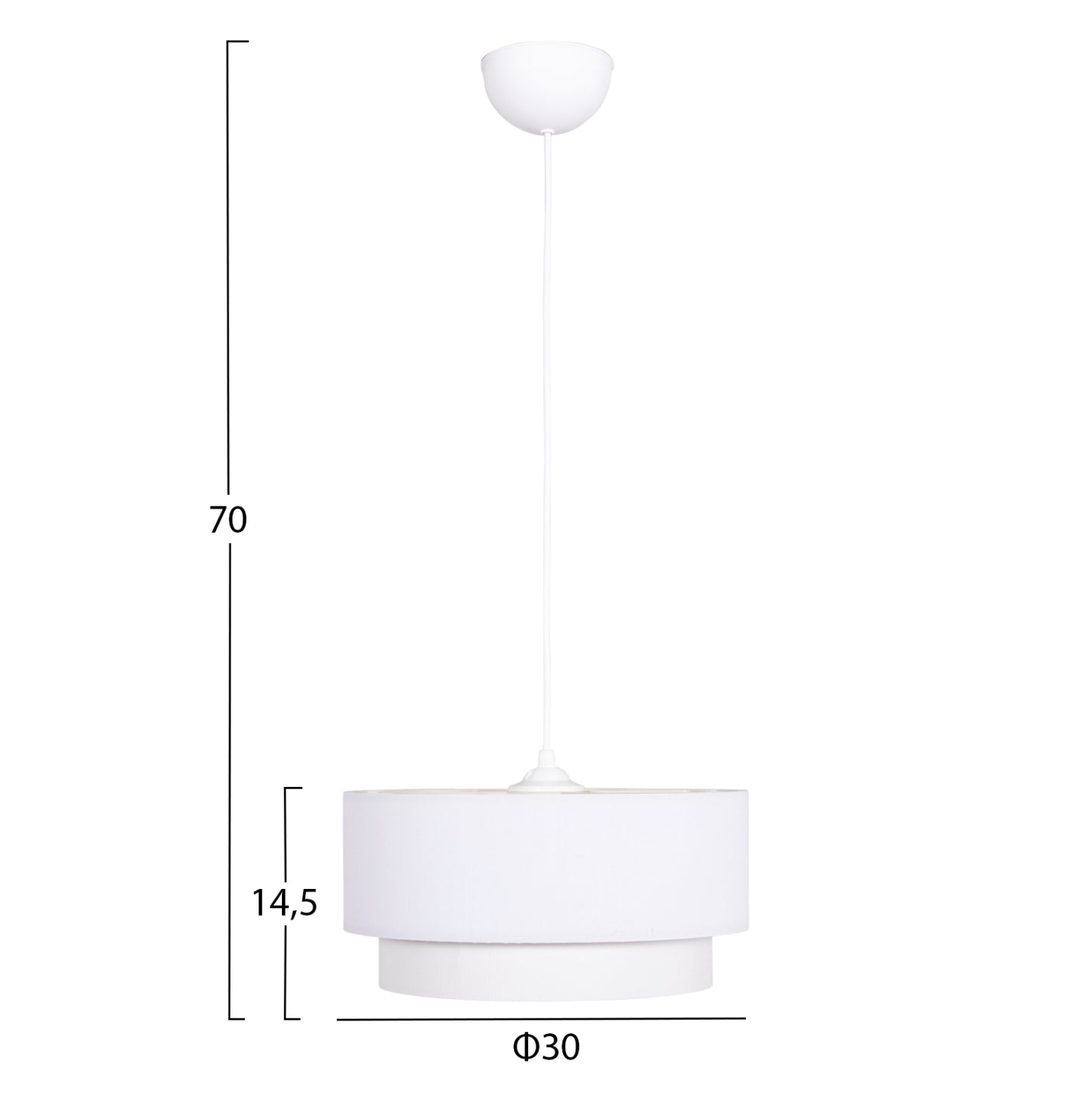 Ceiling Pendant Cylindrical Lamp Kriks Hm4707.01 Pvc In White Φ30x70hcm.