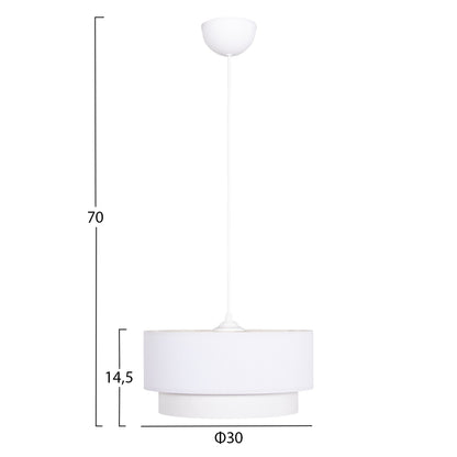 Ceiling Pendant Cylindrical Lamp Kriks Hm4707.01 Pvc In White Φ30x70hcm.