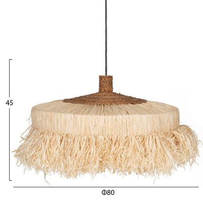 Ceiling Pendant Cylindrical Cap Made Of Sisal Fibers In Natural Color 80x80x45hcm.hm7790