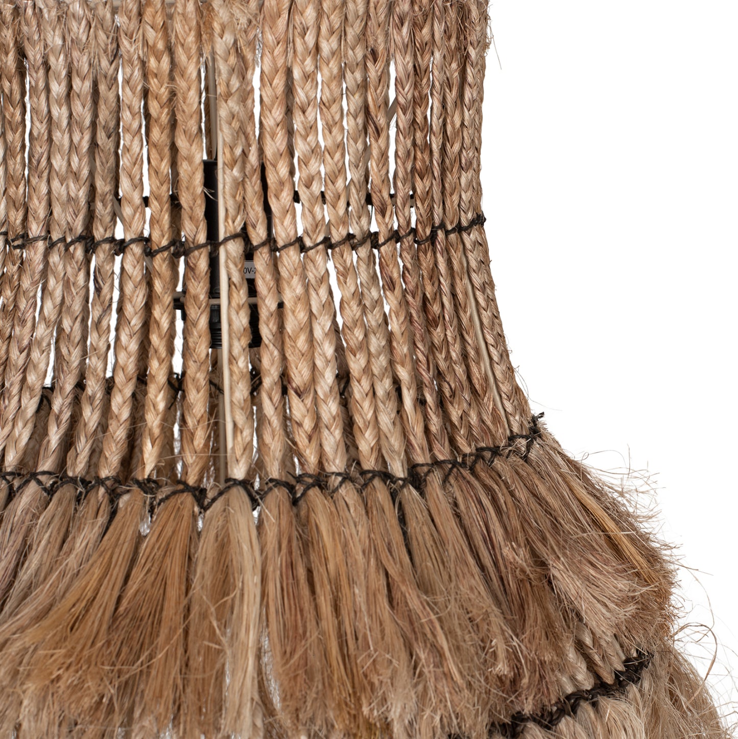 Ceiling Pendant Oblong Cylindrical Cap Abaca Fibers In Natural Color 40x40x50hcm.hm7770
