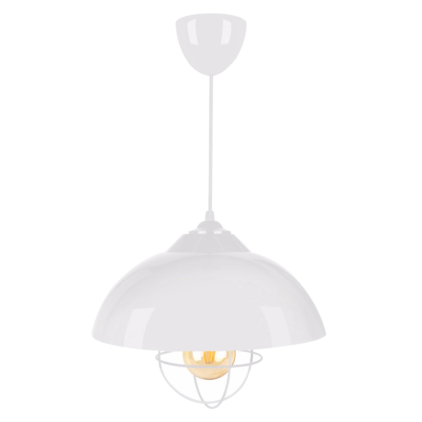 Pendant Ceiling Lamp Hm7621.02 White Cap, White Bulb Grid