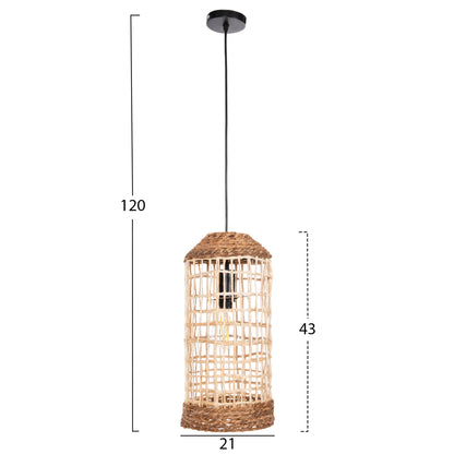 Ceiling Pendant Oblong Cylindrical Cap Abaca Fibers In Natural Φ21x43-120hcm.hm7768