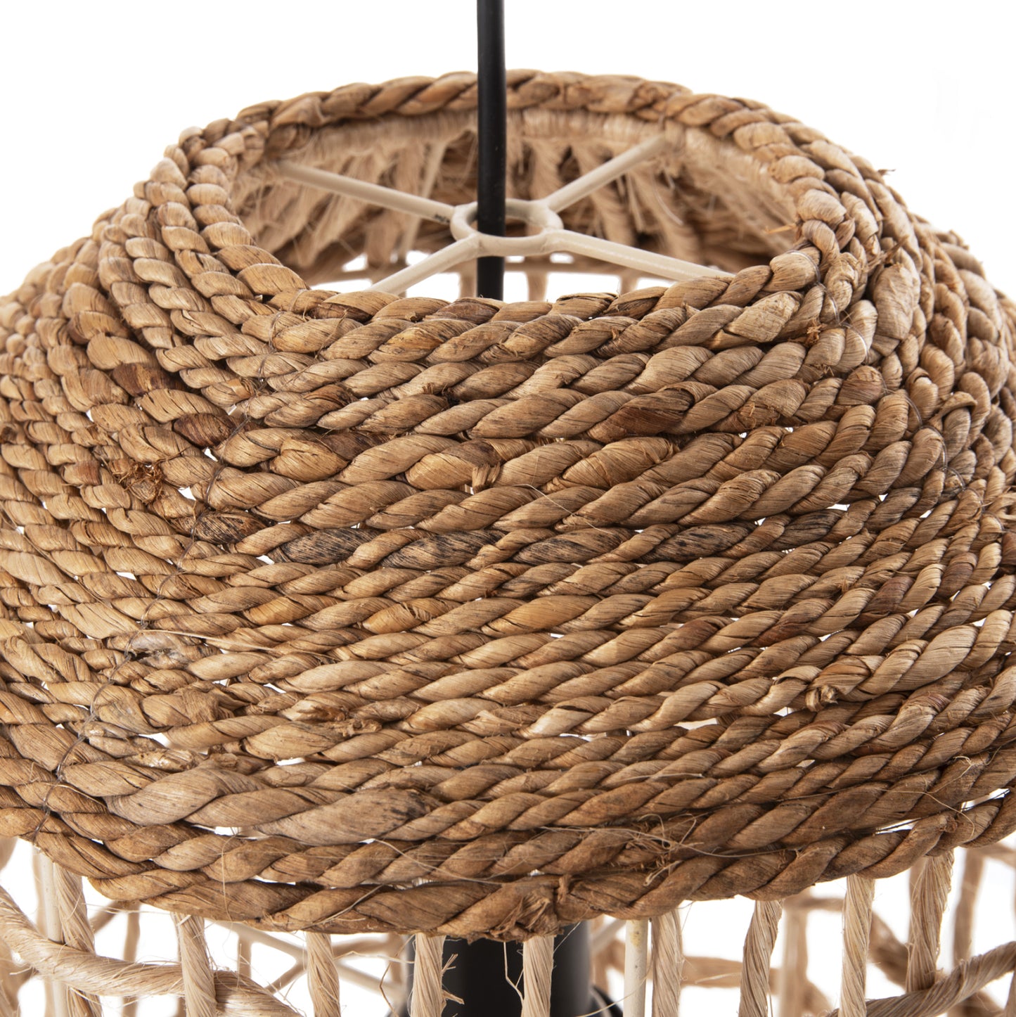 Ceiling Pendant Oblong Cylindrical Cage Cap Abaca Fibers In Natural Φ27,5x52,5hcm.hm7767