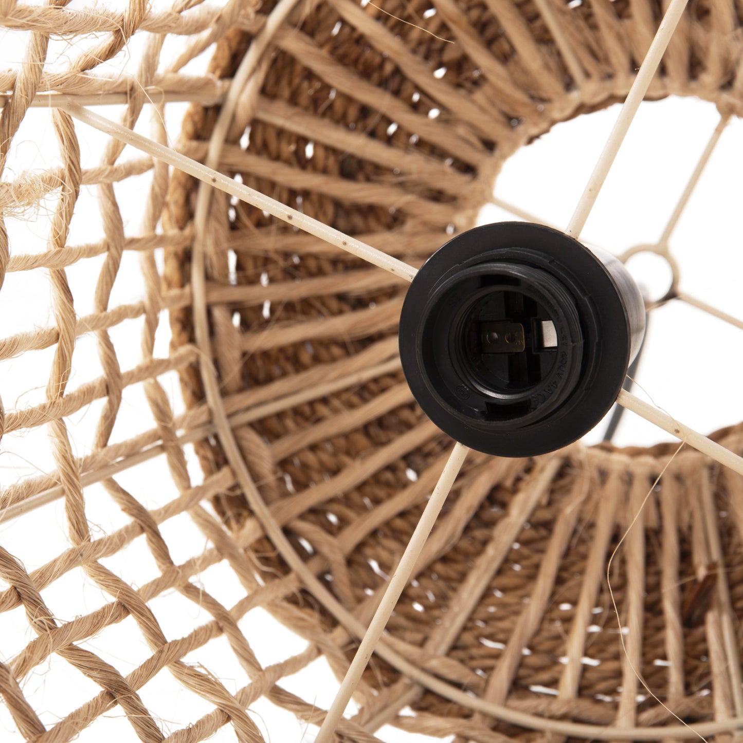 Ceiling Pendant Oblong Cylindrical Cage Cap Abaca Fibers In Natural Φ27,5x52,5hcm.hm7767