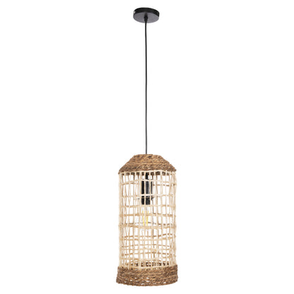 Ceiling Pendant Oblong Cylindrical Cap Abaca Fibers In Natural Φ21x43-120hcm.hm7768