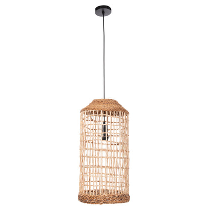 Ceiling Pendant Oblong Cylindrical Cage Cap Abaca Fibers In Natural Φ27,5x52,5hcm.hm7767