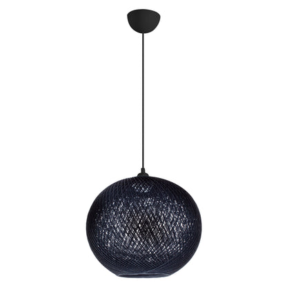 Pendant Ceiling Lamp Hm7626.03 Black Sphere, Knitted Rope, Indoors