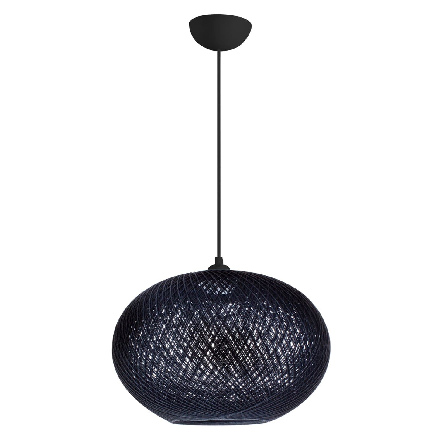 Pendant Ceiling Lamp Hm7624.03 Black Oval-shaped Sphere, Knitted Rope, Indoors