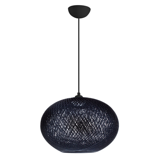 Pendant Ceiling Lamp Hm7624.03 Black Oval-shaped Sphere, Knitted Rope, Indoors