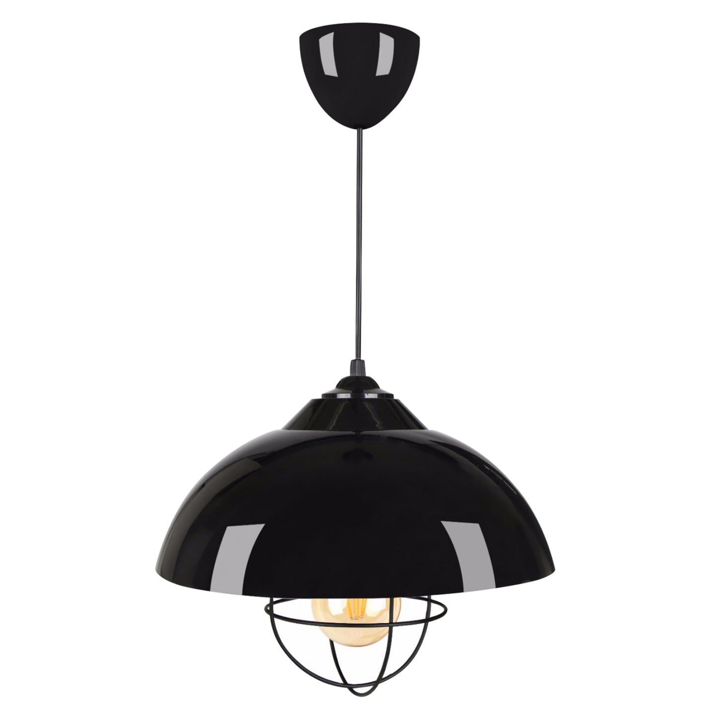 Pendant Ceiling Lamp Hm7621.01 Black Cap, Black Bulb Grid