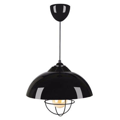 Pendant Ceiling Lamp Hm7621.01 Black Cap, Black Bulb Grid