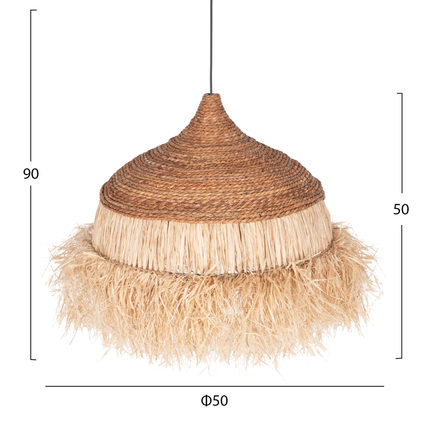 Ceiling Pendant With Sisal Fiber Cap In Natural Color 50x50x50hcm.hm7786