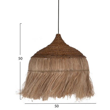 Ceiling Pendant With Fringes Abaca Fibers And Rope Natural Color 50x50x50hcm.hm7754