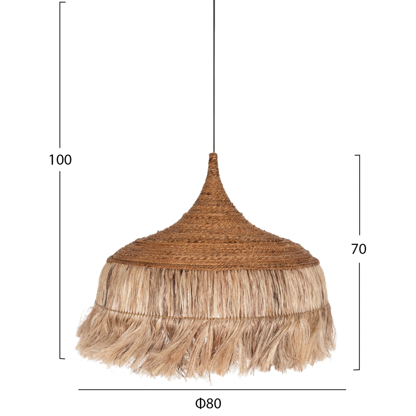 Ceiling Pendant With Fringes Made Of Abaca In Natural Color 80x80x70hcm.hm7755