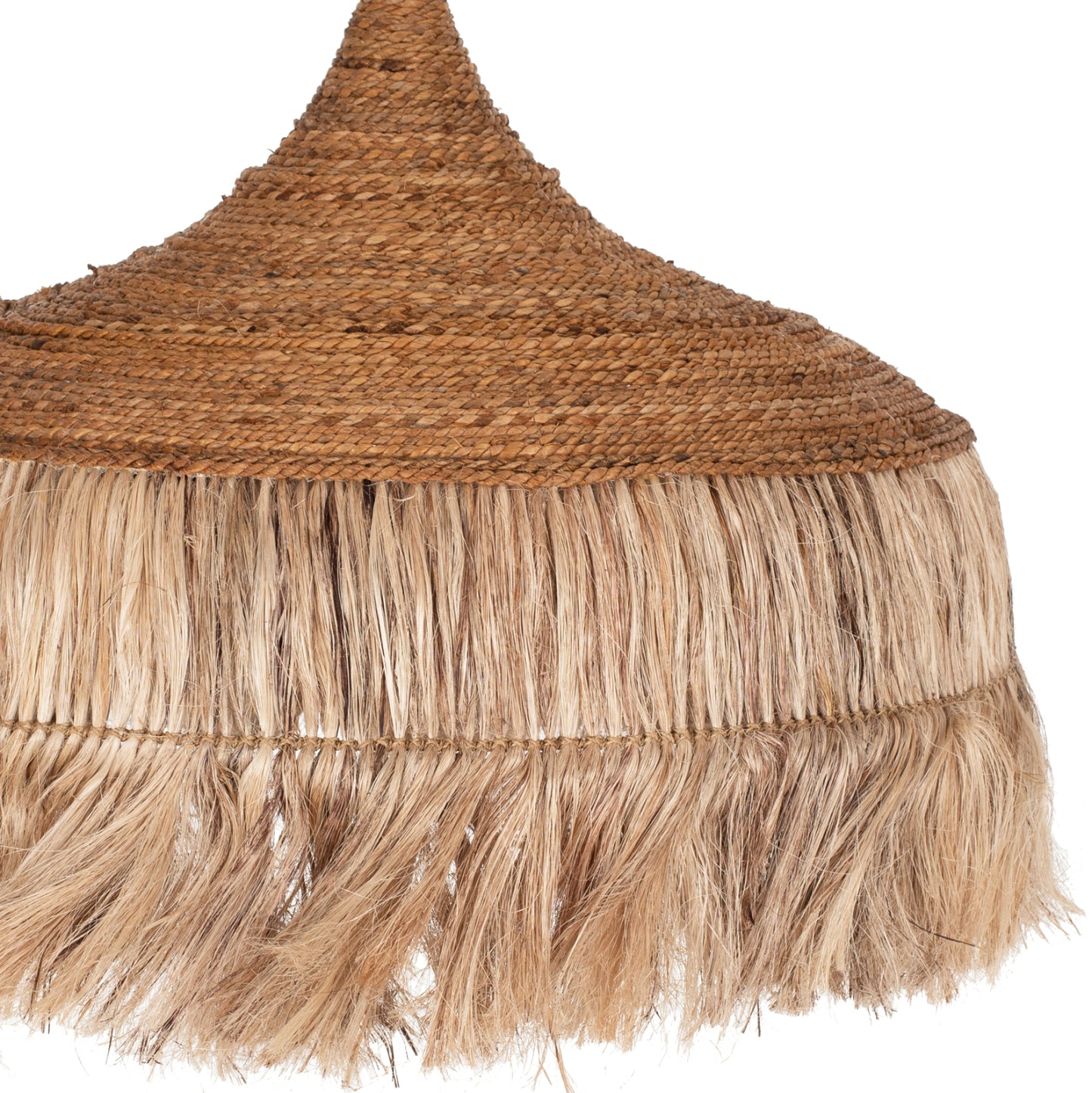 Ceiling Pendant With Fringes Made Of Abaca In Natural Color 80x80x70hcm.hm7755
