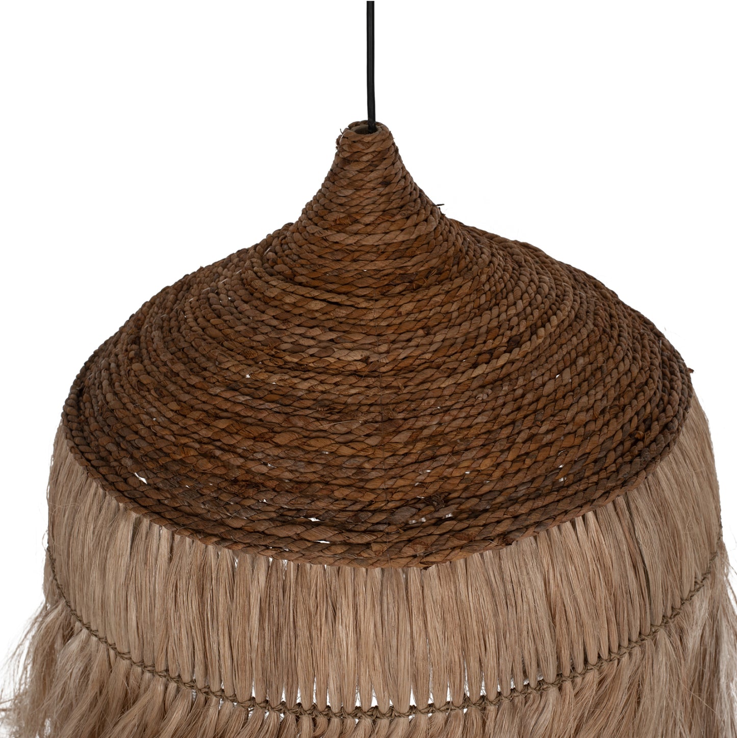 Ceiling Pendant With Fringes Abaca Fibers And Rope Natural Color 50x50x50hcm.hm7754