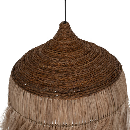 Ceiling Pendant With Fringes Abaca Fibers And Rope Natural Color 50x50x50hcm.hm7754