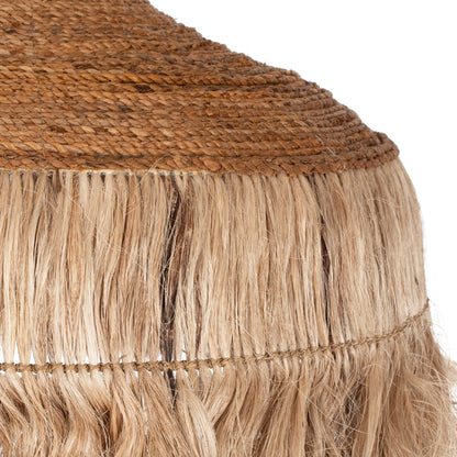 Ceiling Pendant With Fringes Made Of Abaca In Natural Color 80x80x70hcm.hm7755