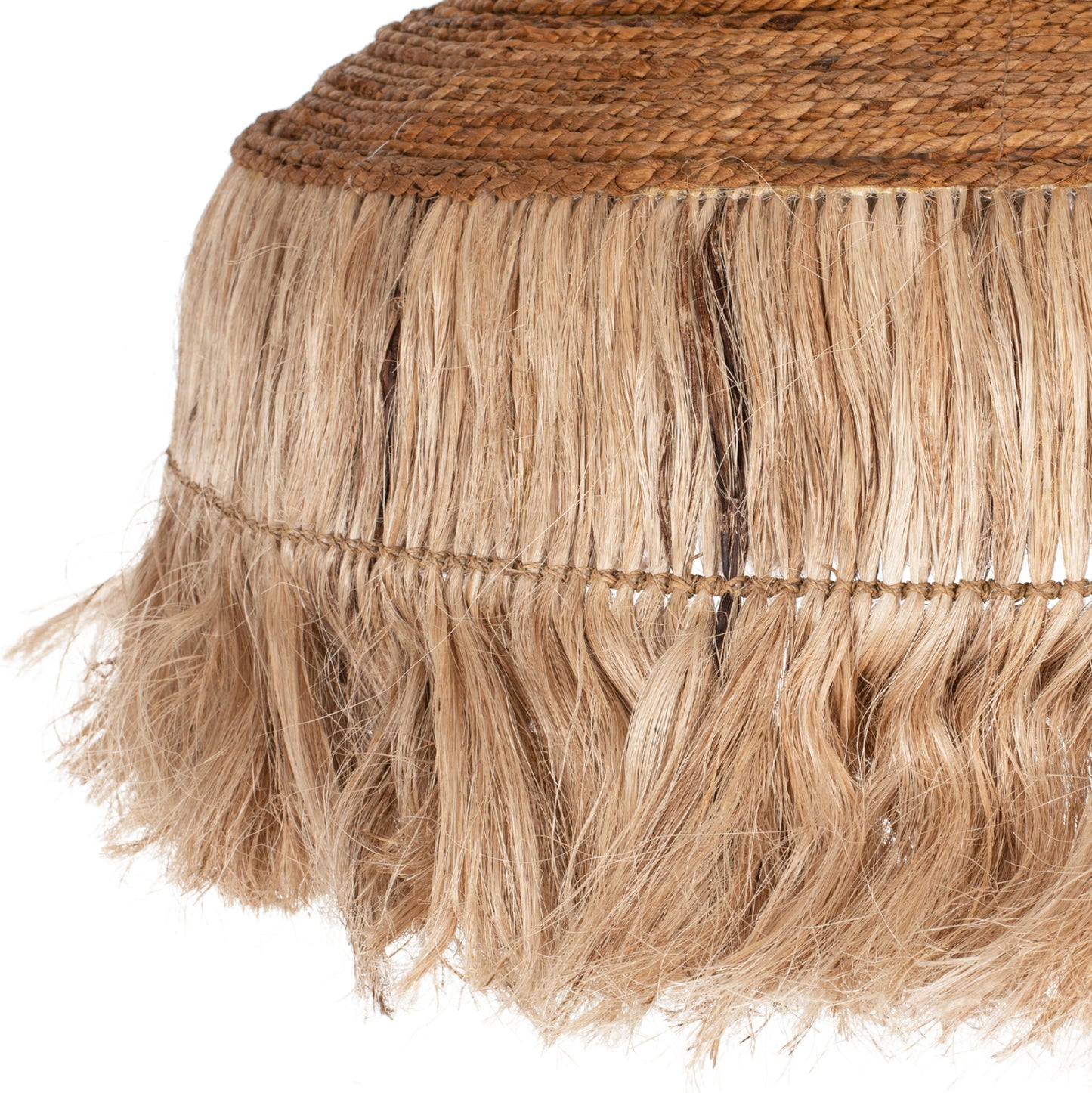 Ceiling Pendant With Fringes Made Of Abaca In Natural Color 80x80x70hcm.hm7755