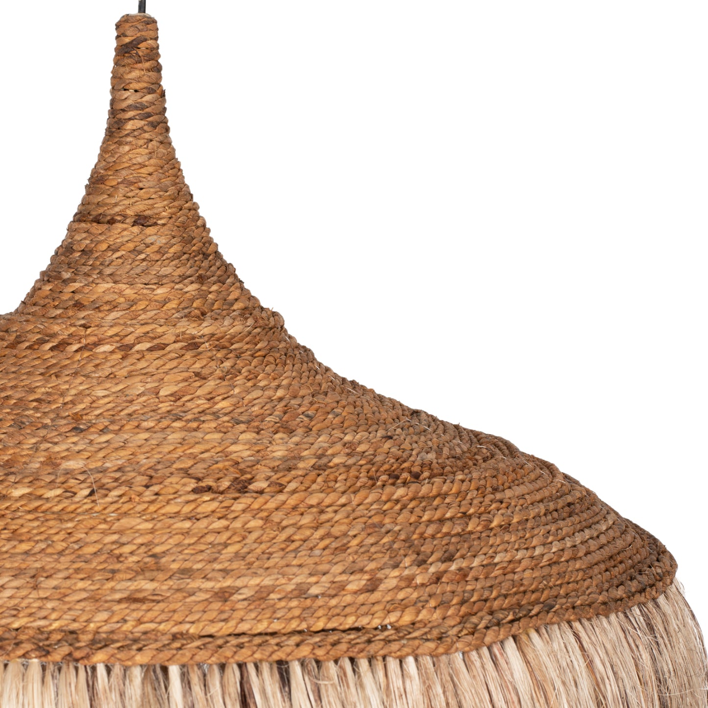 Ceiling Pendant With Fringes Made Of Abaca In Natural Color 80x80x70hcm.hm7755