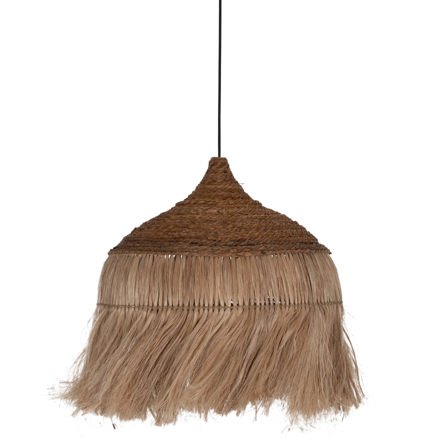Ceiling Pendant With Fringes Abaca Fibers And Rope Natural Color 50x50x50hcm.hm7754