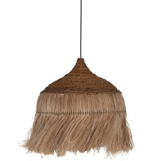Ceiling Pendant With Fringes Abaca Fibers And Rope Natural Color 50x50x50hcm.hm7754