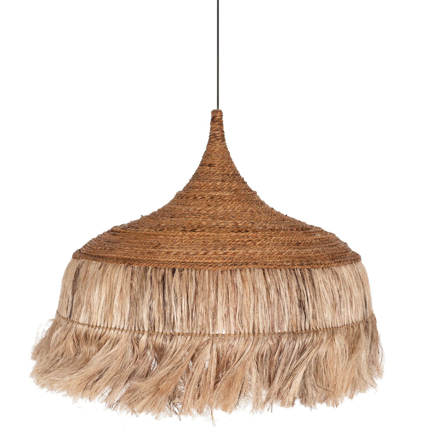 Ceiling Pendant With Fringes Made Of Abaca In Natural Color 80x80x70hcm.hm7755