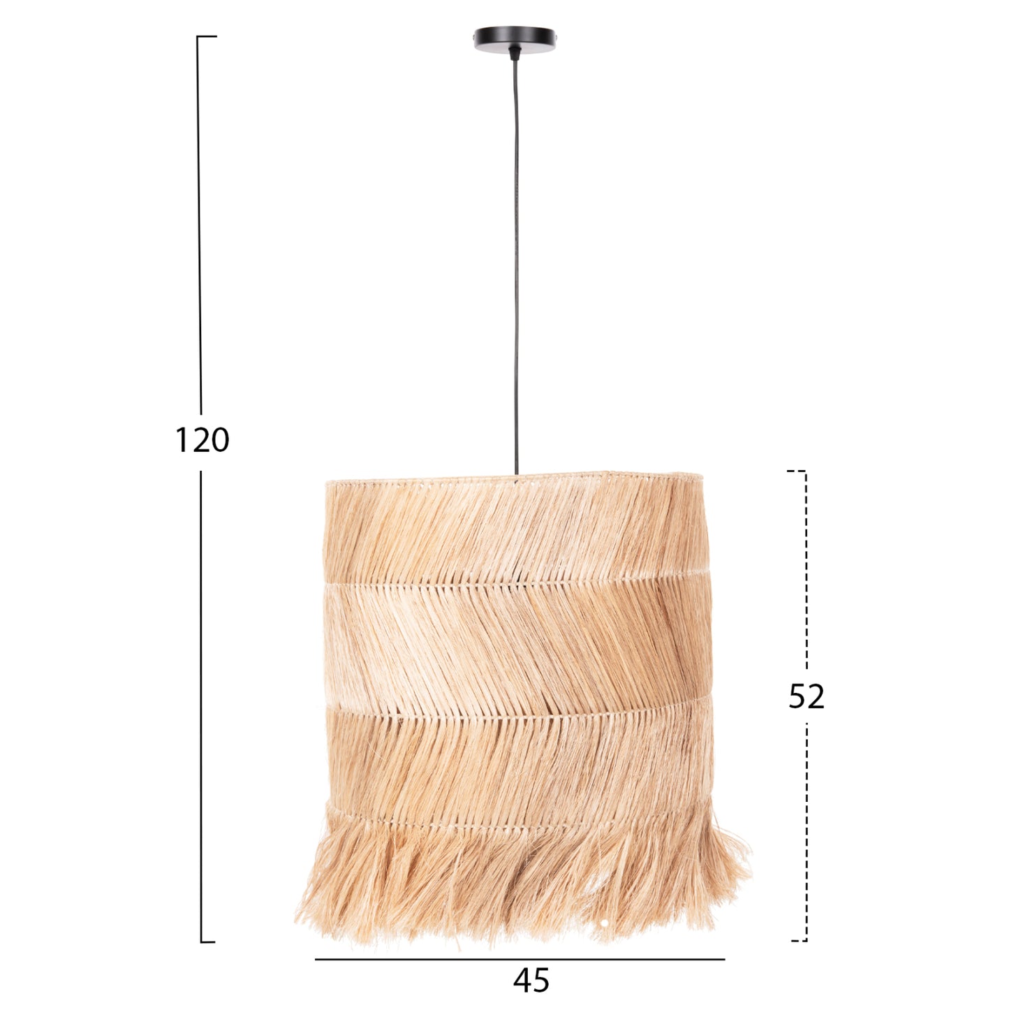 Ceiling Pendant With Cylindrical Cap Made Of Abaca Fibers Natural Color Φ45x52-120yεκ.hm7757