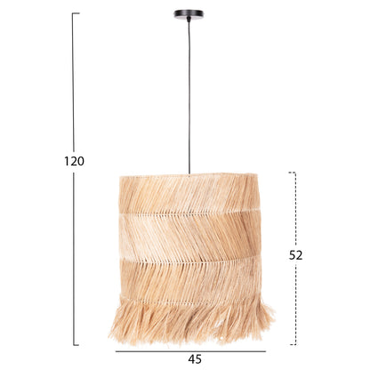 Ceiling Pendant With Cylindrical Cap Made Of Abaca Fibers Natural Color Φ45x52-120yεκ.hm7757