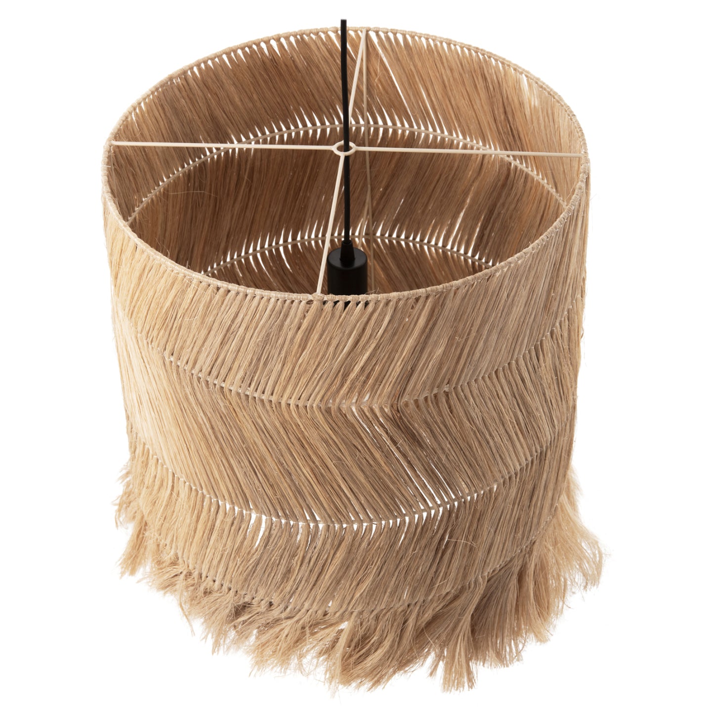 Ceiling Pendant With Cylindrical Cap Made Of Abaca Fibers Natural Color Φ45x52-120yεκ.hm7757