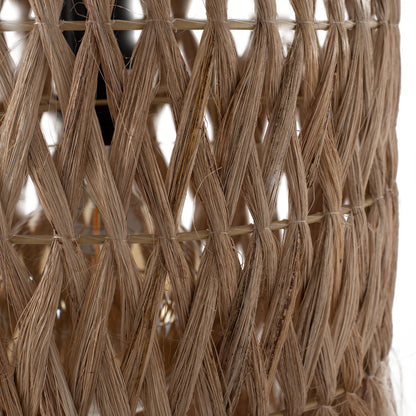 Ceiling Pendant With Cylindrical Cap Made Of Abaca Fibers In Natural Color 30x30x40hcm.hm7781