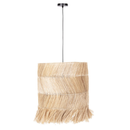 Ceiling Pendant With Cylindrical Cap Made Of Abaca Fibers Natural Color Φ45x52-120yεκ.hm7757