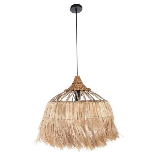 Ceiling Pendant Romil Hm7764 Cylindrical Cap Abaca Fibers In Natural Φ52x52-120hcm.