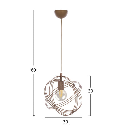 Hm7505.02 Pendant Ceiling Lamp, Copper Color, One Bulb, "hat" Made Of Copper Rings