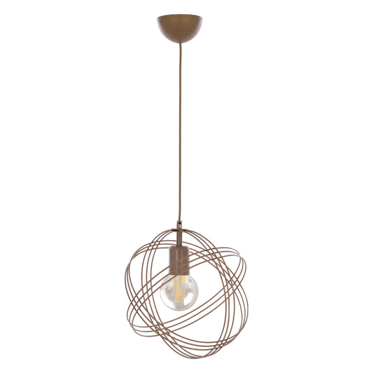 Hm7505.02 Pendant Ceiling Lamp, Copper Color, One Bulb, "hat" Made Of Copper Rings