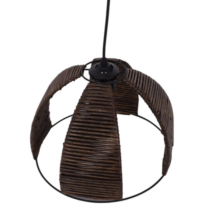 Ceiling Pendant Metal Cap With Wooden Strips Φ30x83hcm.hm7703.01