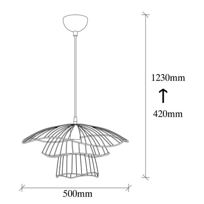 Metallic Pendant Light In Black Hm7231 E27 Φ50x123 Cm.