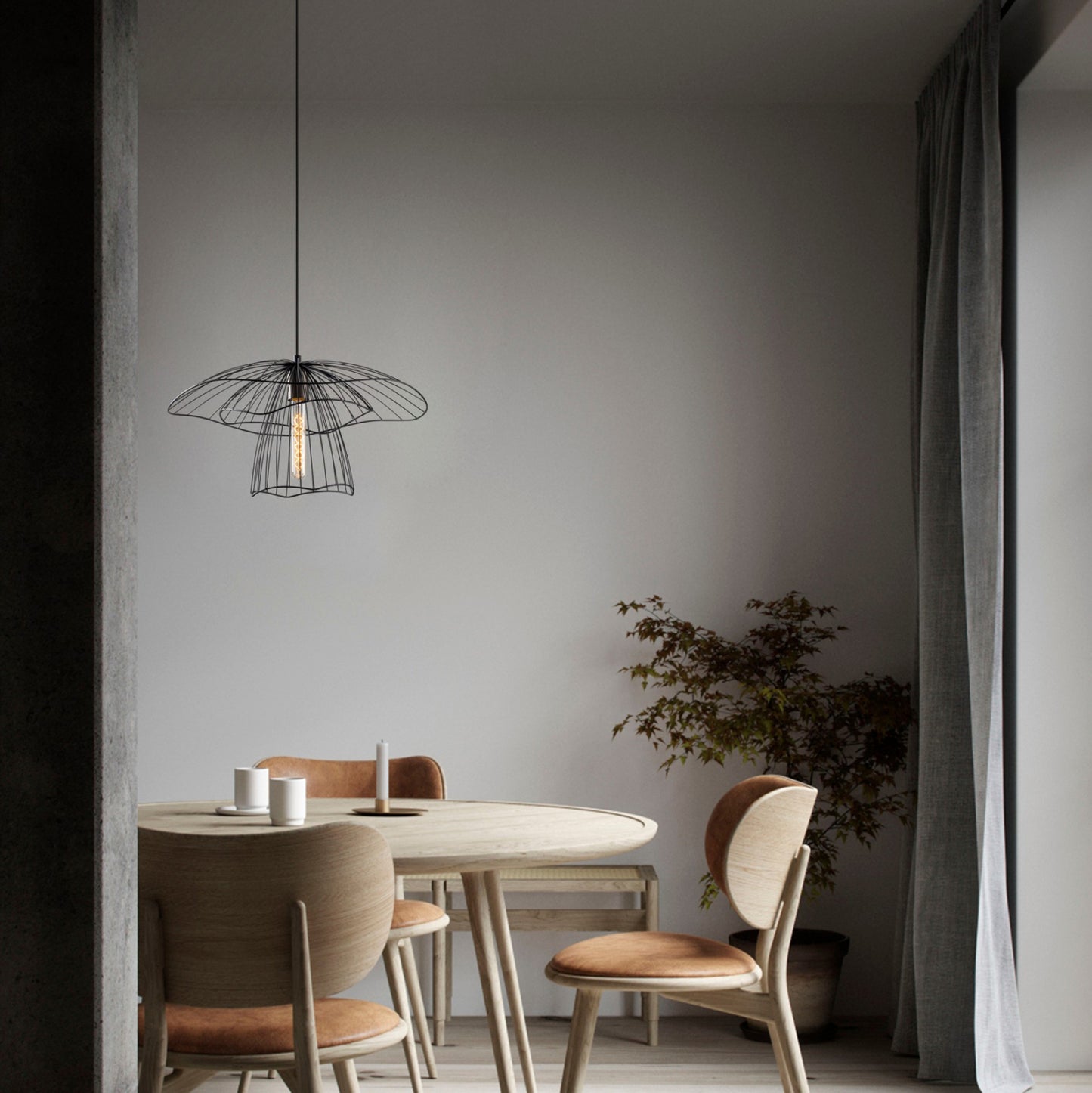 Metallic Pendant Light In Black Hm7231 E27 Φ50x123 Cm.
