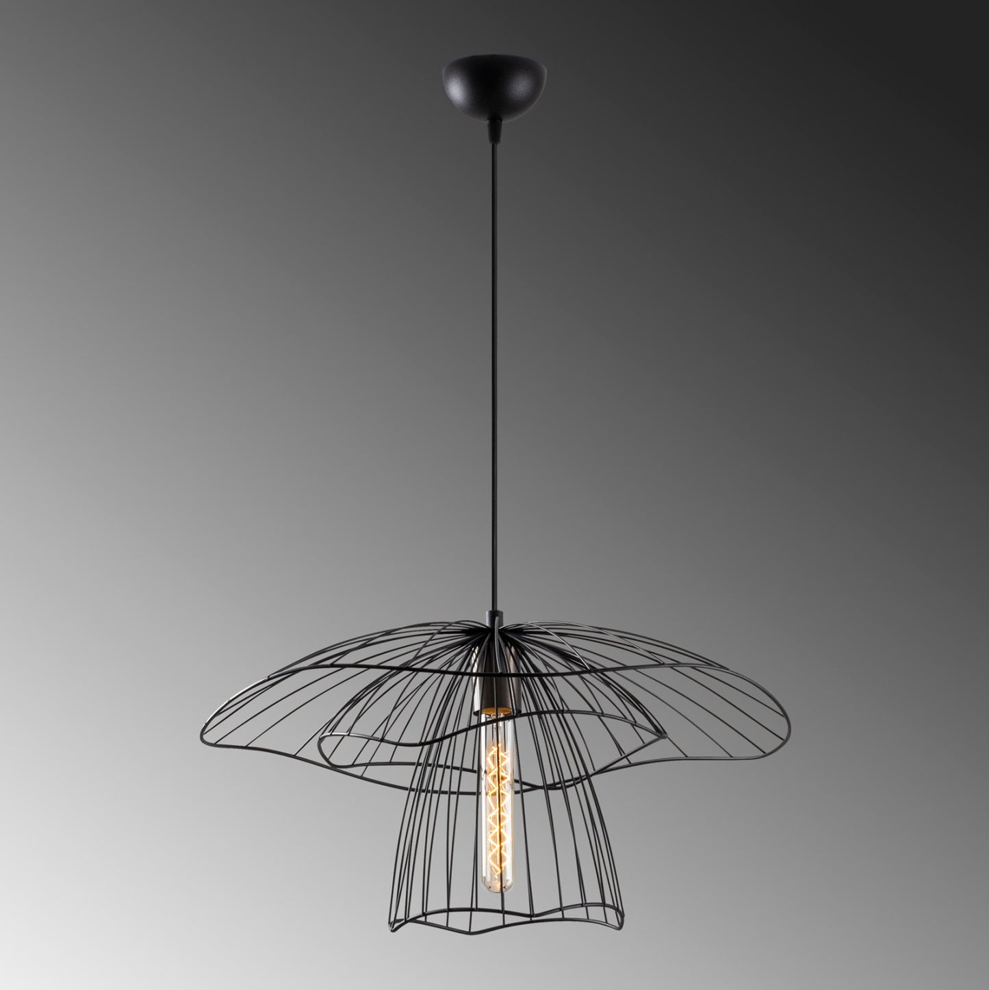 Metallic Pendant Light In Black Hm7231 E27 Φ50x123 Cm.