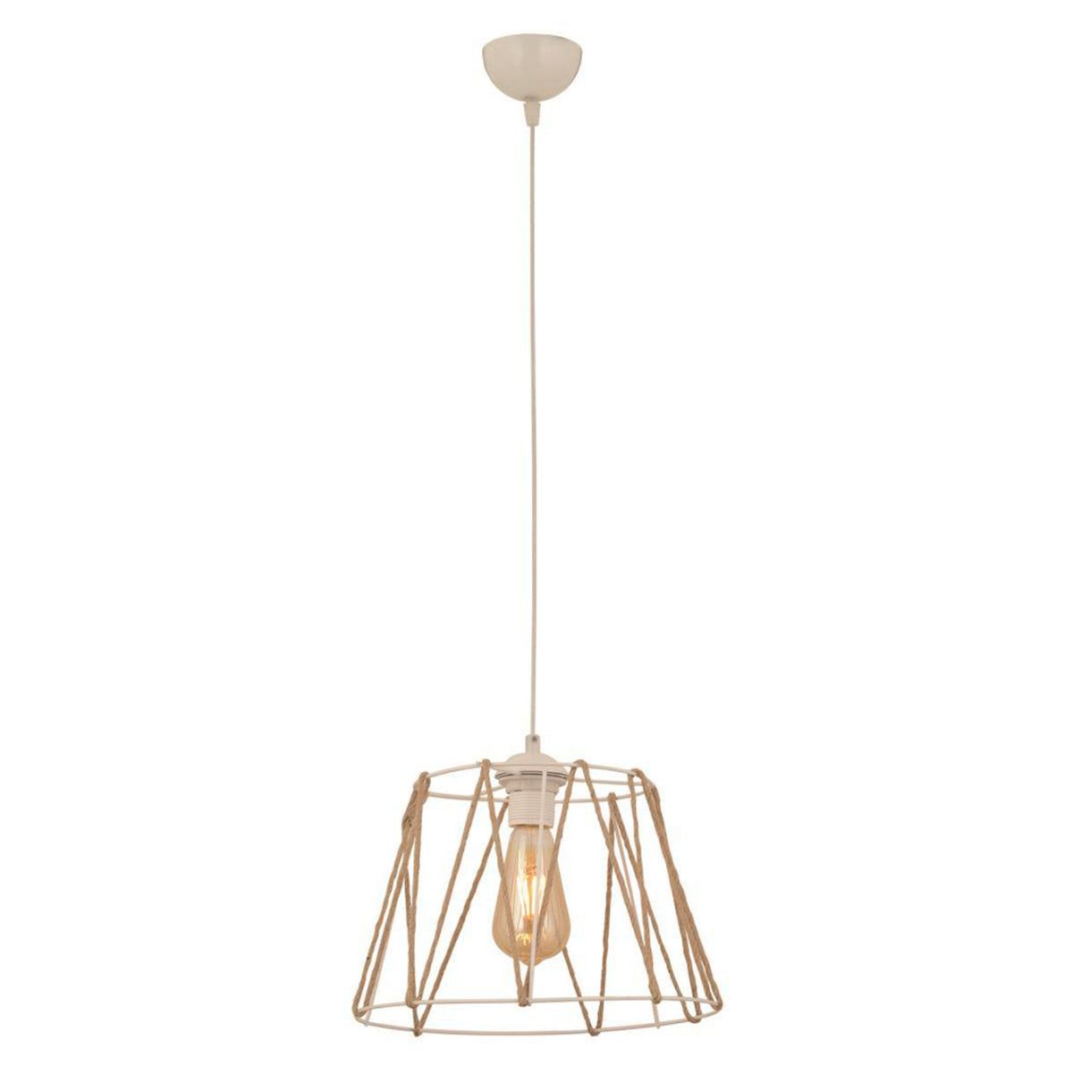 Ceiling Pendant Lamp Hm7566.03 Metal White--beige Rope Φ30x81hcm