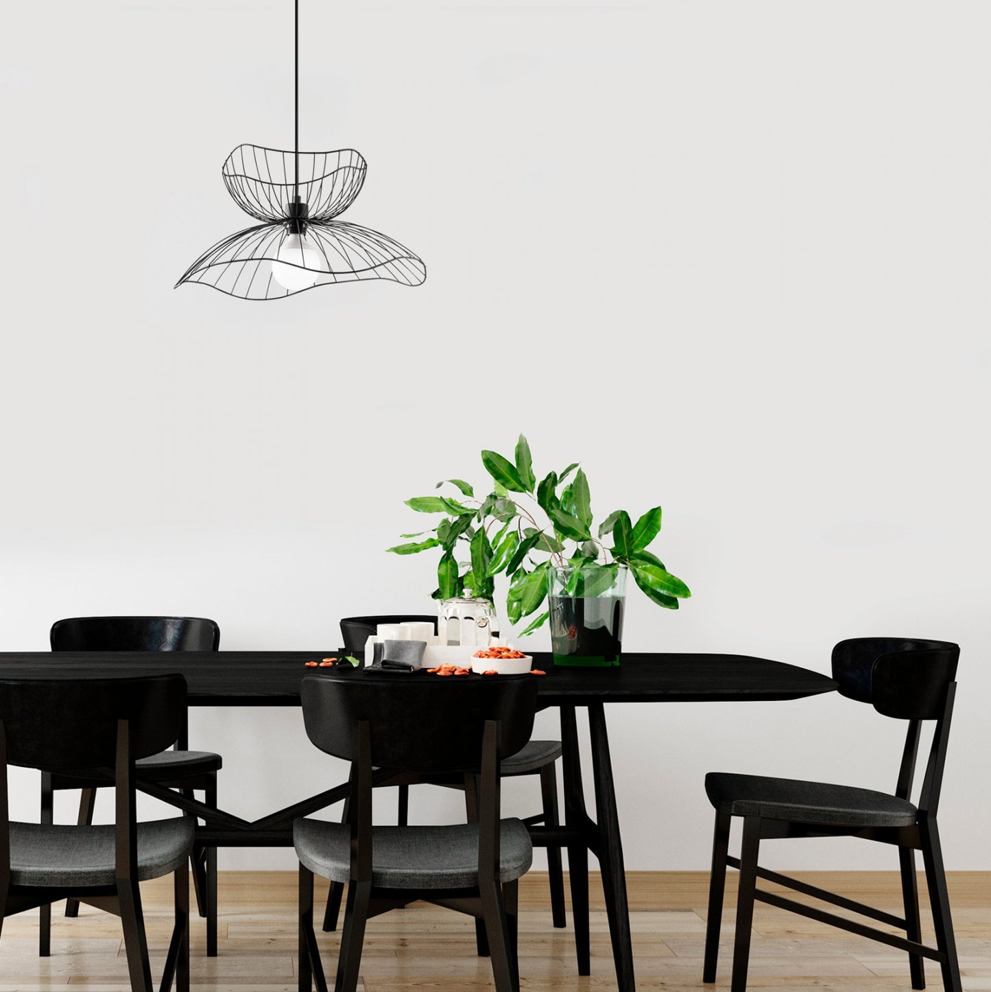 Metallic Pendant Light In Black E27 Hm7232 50x50x121 Cm.
