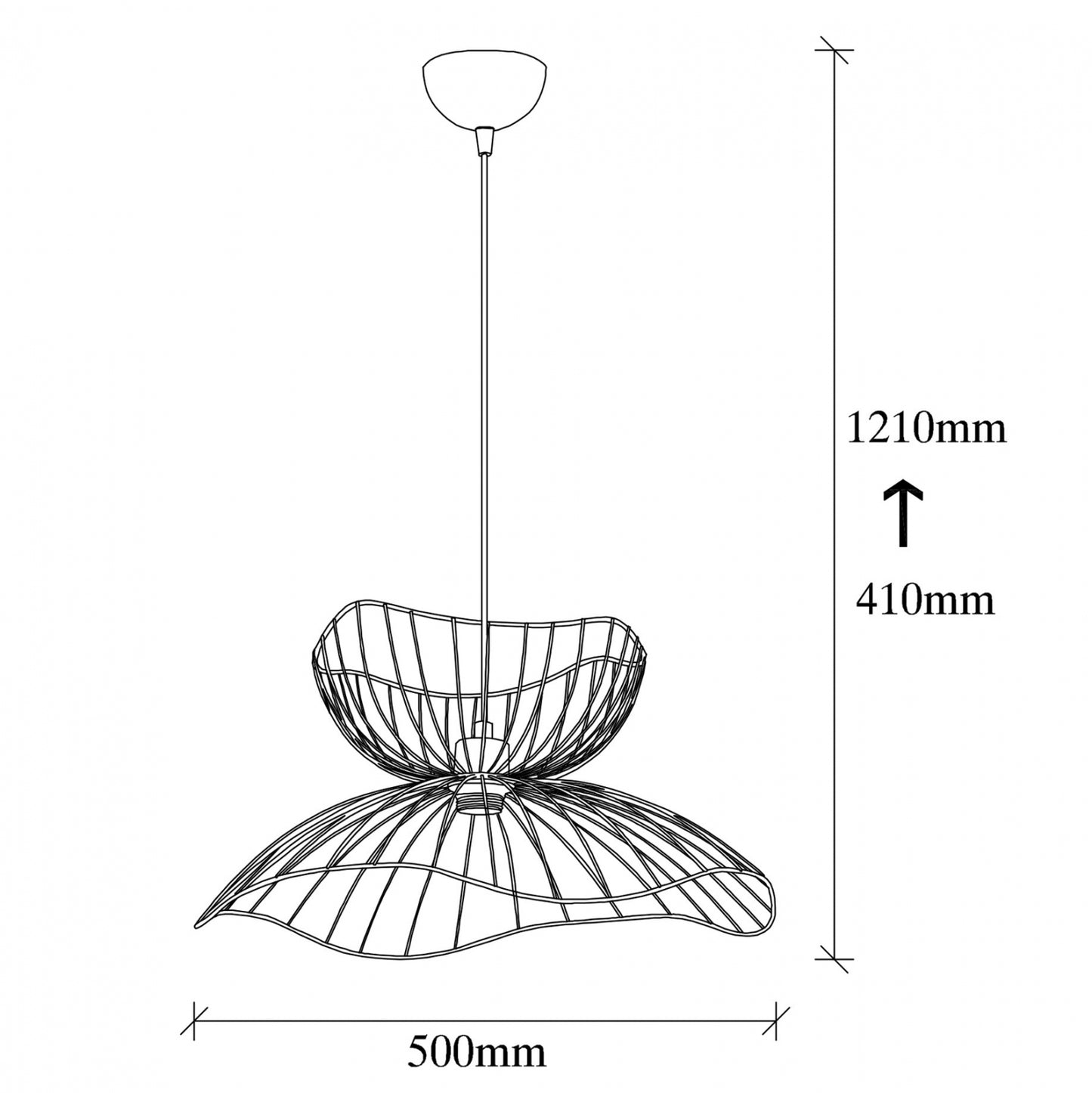 Metallic Pendant Light In Black E27 Hm7232 50x50x121 Cm.